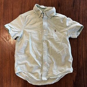 Ralph Lauren Boys Button Down Shirt Size 6 Green Short Sleeve Polo